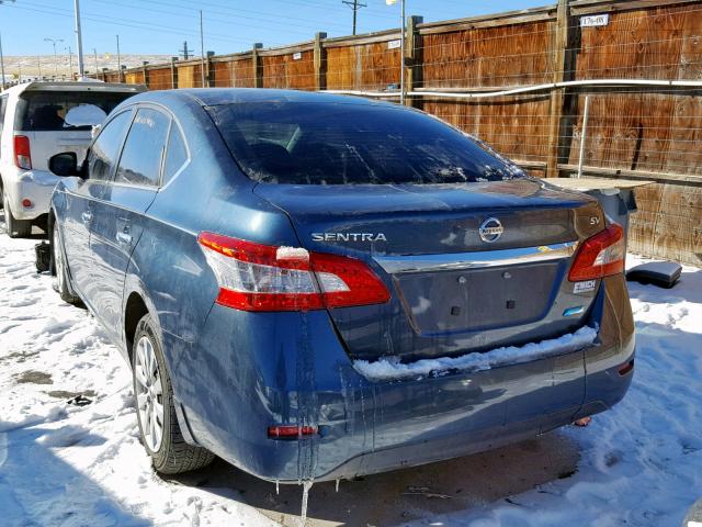 1N4AB7AP1EN851503 - 2014 NISSAN SENTRA S BLUE photo 3