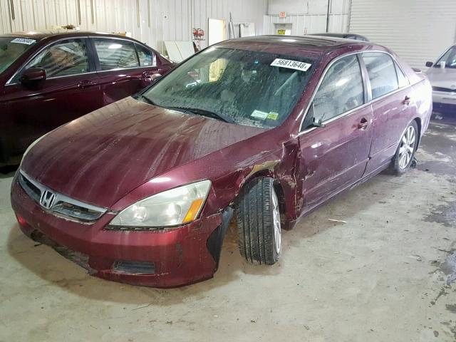 1HGCM66826A065681 - 2006 HONDA ACCORD EX BURGUNDY photo 2