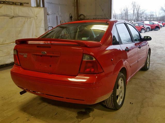 1FAHP34N77W212221 - 2007 FORD FOCUS ZX4 RED photo 4