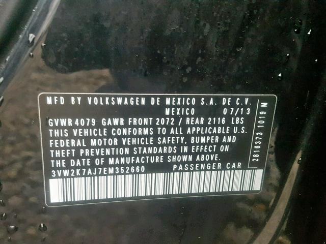 3VW2K7AJ7EM352660 - 2014 VOLKSWAGEN JETTA BASE 黑色 照片 10