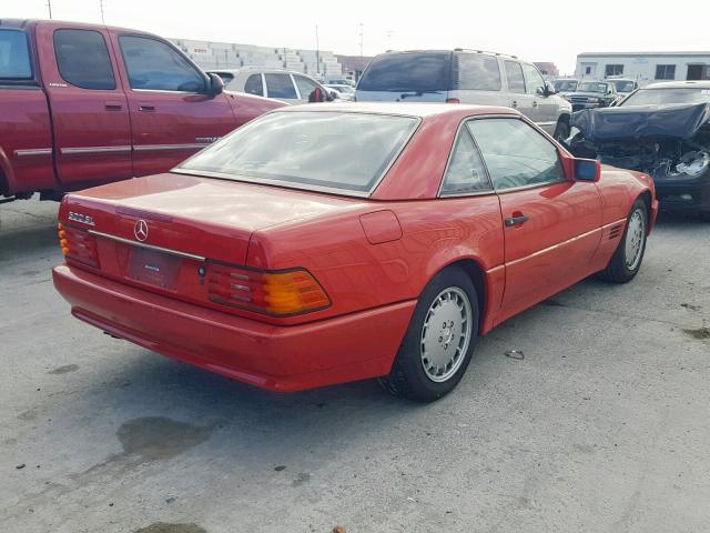 WDBFA66E3MF020516 - 1991 MERCEDES-BENZ 500 SL RED photo 4