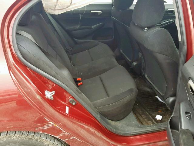 2HGFA16639H508689 - 2009 HONDA CIVIC MAROON photo 6