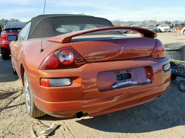 4A3AE45G91E140648 - 2001 MITSUBISHI ECLIPSE SP ORANGE photo 3