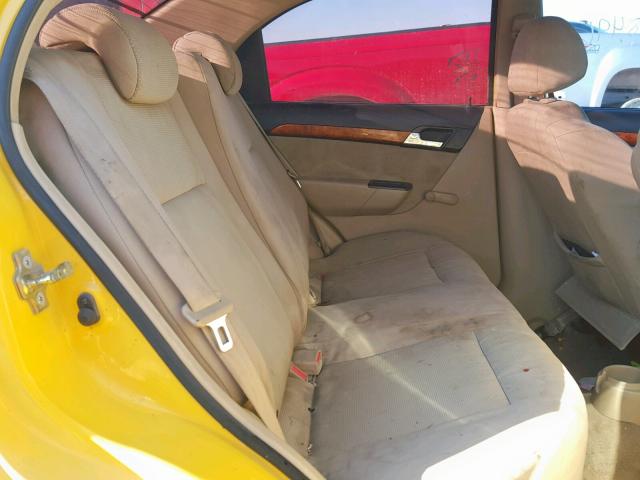 KL1TD56687B091678 - 2007 CHEVROLET AVEO BASE Sarı foto 6