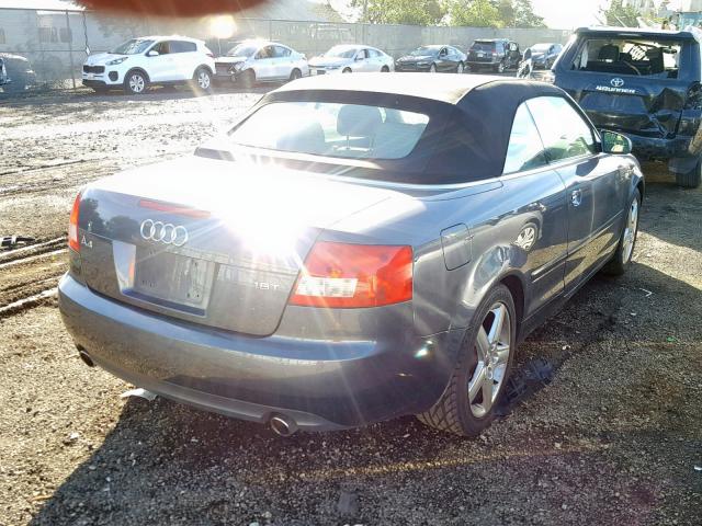 WAUAC48HX4K024052 - 2004 AUDI A4 1.8 CAB GRAY photo 4