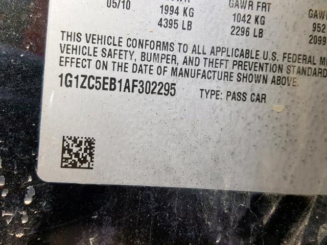 1G1ZC5EB1AF302295 - 2010 CHEVROLET MALIBU 1LT BLACK photo 10