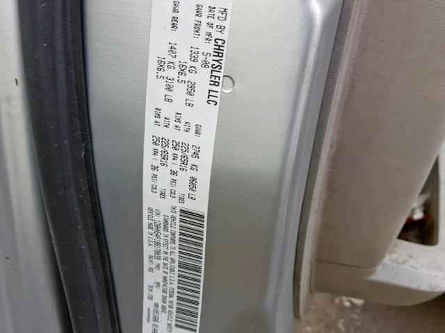 1D8HN54P18B178039 - 2008 DODGE GRAND CARA GRAY photo 10