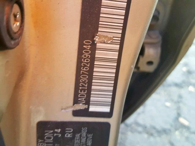 KNADE123076269040 - 2007 KIA RIO BASE GOLD photo 10