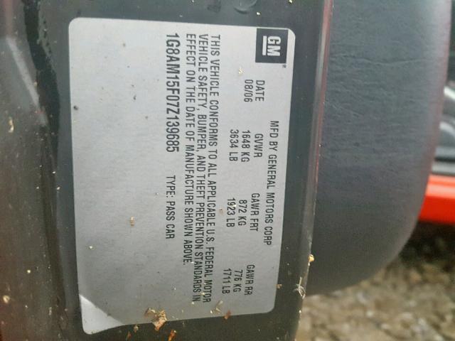 1G8AM15F07Z139685 - 2007 SATURN ION LEVEL RED photo 10