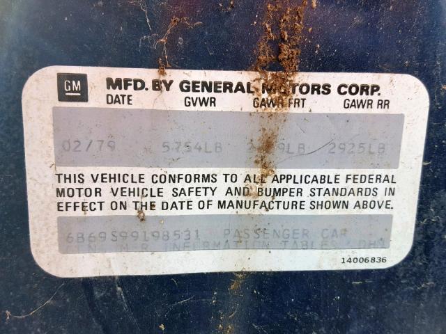 6B69S99198531 - 1979 CADILLAC FLEETWOOD BLUE photo 10