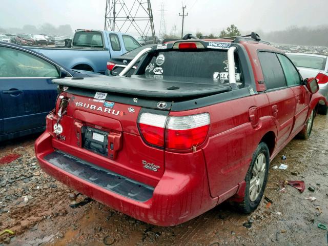 4S4BT63C955107420 - 2005 SUBARU BAJA TURBO RED photo 4