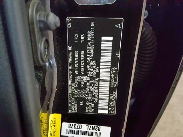 5TDDW5G18FS120632 - 2015 TOYOTA SEQUOIA PL BLACK photo 10