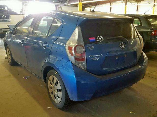 JTDKDTB37E1571542 - 2014 TOYOTA PRIUS C BLUE photo 3