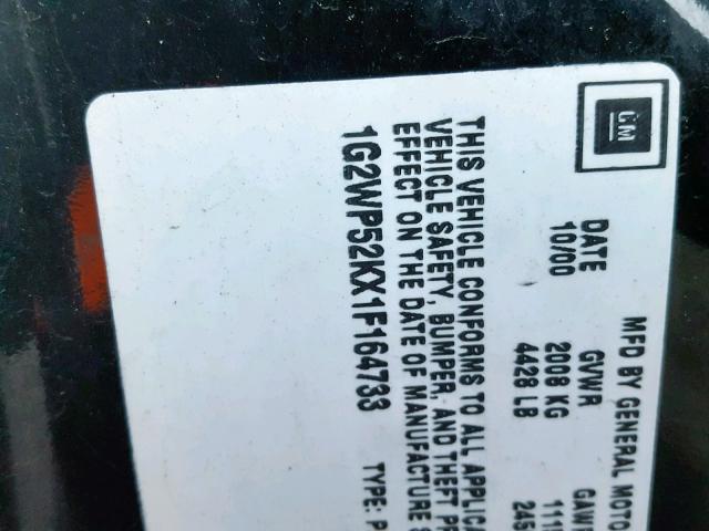 1G2WP52KX1F164733 - 2001 PONTIAC GRAND PRIX BLACK photo 10