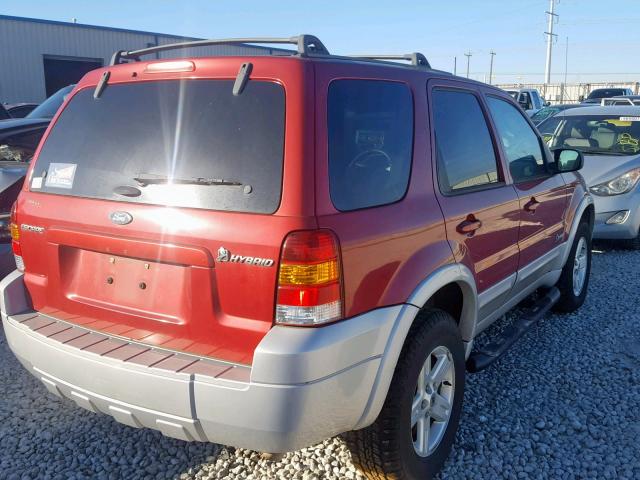 1FMCU95H35KE01439 - 2005 FORD ESCAPE HEV RED photo 4