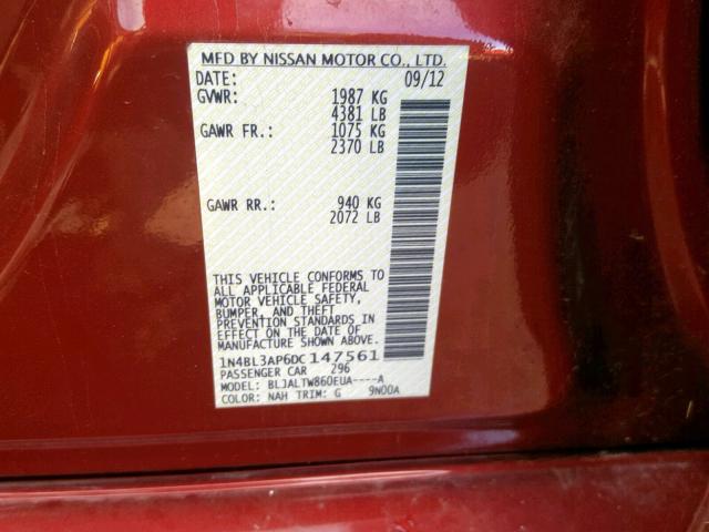 1N4BL3AP6DC147561 - 2013 NISSAN ALTIMA 3.5 RED photo 10