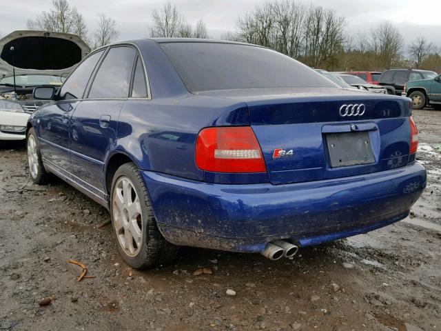 WAURD68D31A129414 - 2001 AUDI S4 2.7 QUA BLUE photo 3