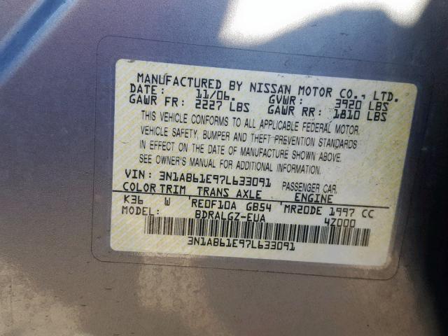 3N1AB61E97L633091 - 2007 NISSAN SENTRA 2.0 SILVER photo 10