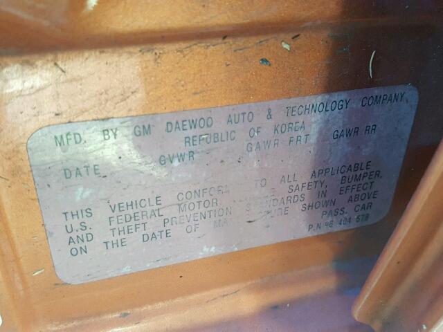 KL1TD56696B549209 - 2006 CHEVROLET AVEO BASE ნარინჯისფერი ფოტო 10