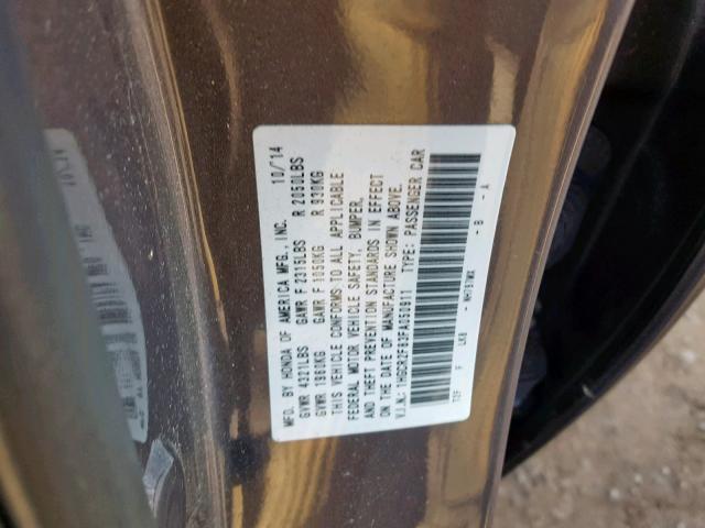 1HGCR2F83FA050911 - 2015 HONDA ACCORD EXL GRAY photo 10