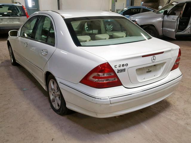 WDBRF54H37A928360 - 2007 MERCEDES-BENZ C 280 WHITE photo 3