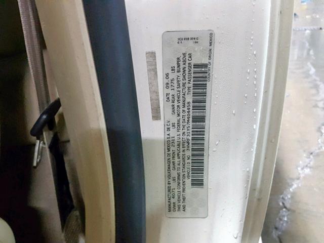 3VWRF31Y57M404458 - 2007 VOLKSWAGEN NEW BEETLE Weiß Foto 10