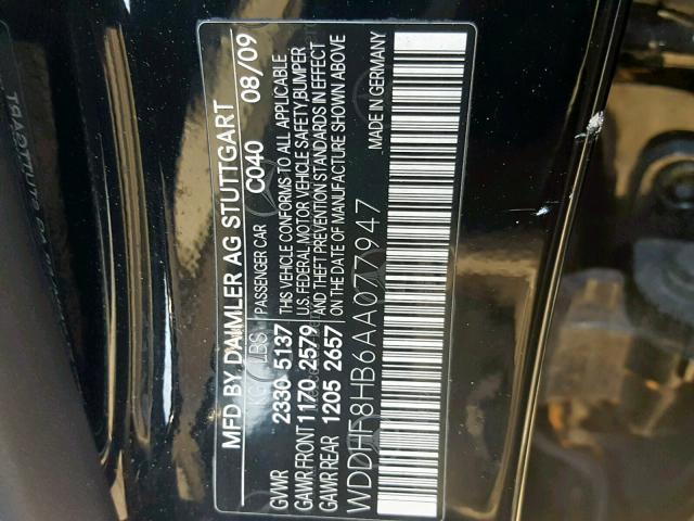 WDDHF8HB6AA077947 - 2010 MERCEDES-BENZ E 350 4MAT BLACK photo 10