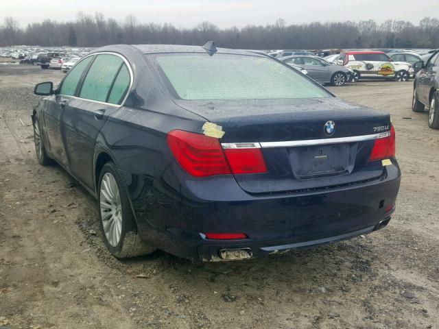 WBAKC8C53AC430284 - 2010 BMW 750 LI BLUE photo 3