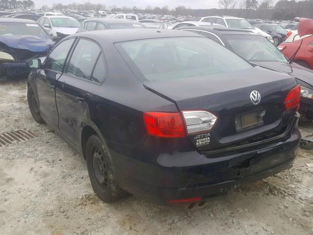 3VW2K7AJ8CM399421 - 2012 VOLKSWAGEN JETTA BASE BLACK photo 3