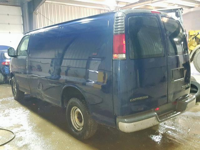 1GCEG15WX21130224 - 2002 CHEVROLET EXPRESS G1 BLUE photo 3