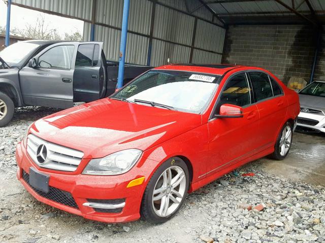 WDDGF4HB2DA766926 - 2013 MERCEDES-BENZ C 250 RED photo 2