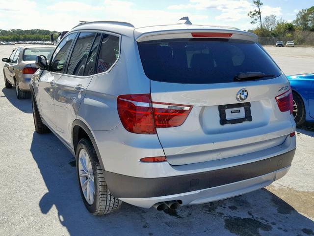 5UXWX5C59CL718738 - 2012 BMW X3 XDRIVE2 SILVER photo 3