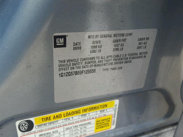 1G1ZG57B69F125658 - 2009 CHEVROLET MALIBU LS Mavi foto 10