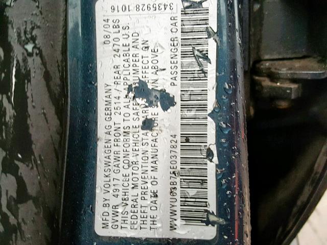 WVWYU63B75E037824 - 2005 VOLKSWAGEN PASSAT GLX 蓝色 照片 10