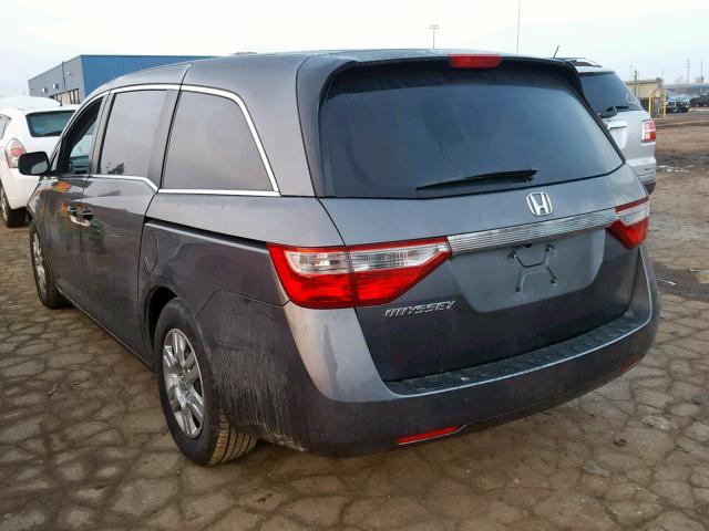 5FNRL5H22DB002583 - 2013 HONDA ODYSSEY LX GRAY photo 3