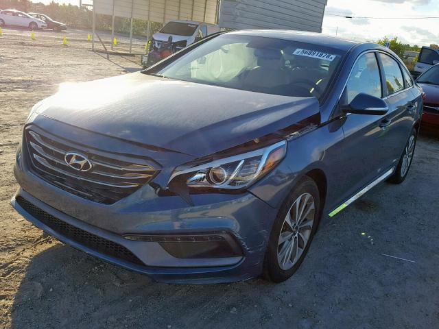 5NPE34AF8GH377728 - 2016 HYUNDAI SONATA SPO BLUE photo 2