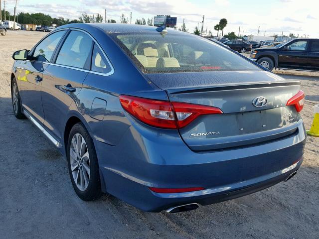 5NPE34AF8GH377728 - 2016 HYUNDAI SONATA SPO BLUE photo 3