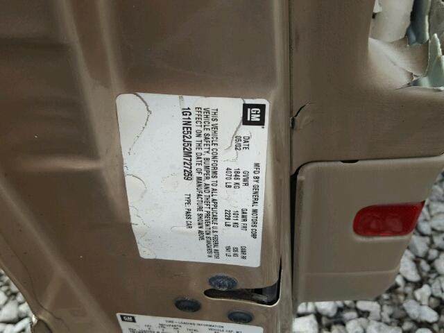 1G1NE52J52M727259 - 2002 CHEVROLET MALIBU LS 金色 照片 10