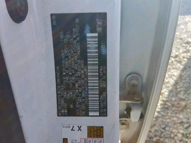 JTLKT324164101135 - 2006 TOYOTA SCION XB Ақ фото 10