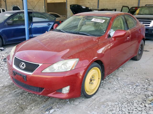 JTHCK262272019576 - 2007 LEXUS IS 250 MAROON photo 2