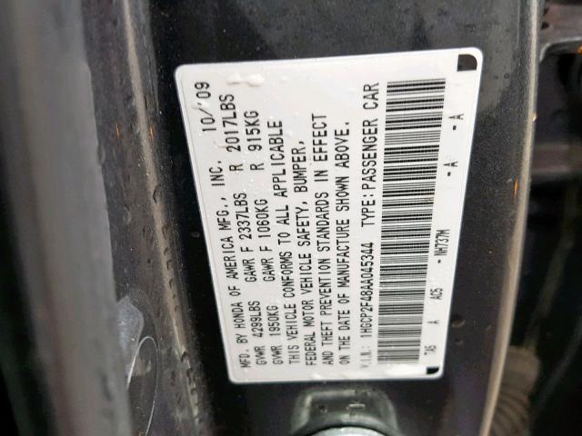 1HGCP2F48AA045344 - 2010 HONDA ACCORD LXP GRAY photo 10