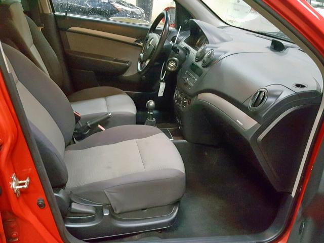 KL1TD66E39B349069 - 2009 CHEVROLET AVEO LS RED photo 5