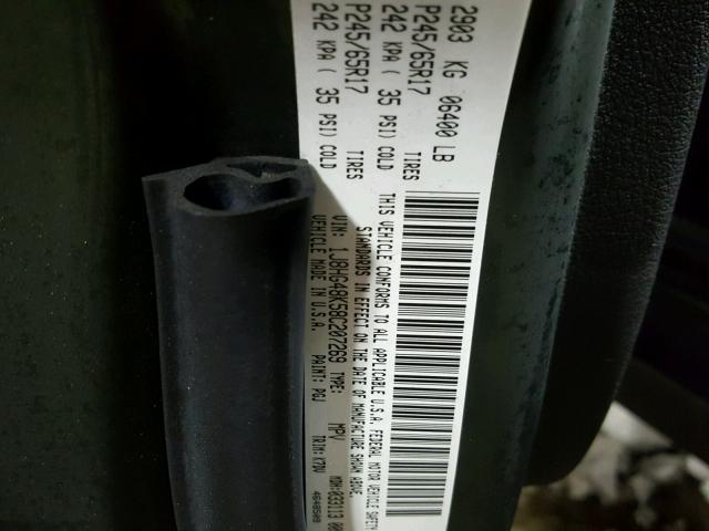 1J8HG48K58C207269 - 2008 JEEP COMMANDER Yaşıl foto 10