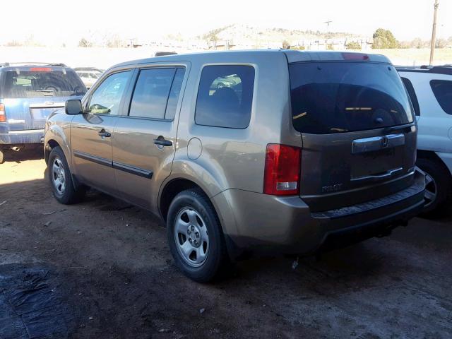 5FNYF4H2XAB033685 - 2010 HONDA PILOT LX TAN photo 3