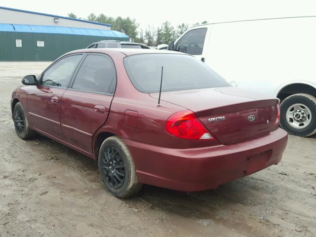 KNAFB121125135118 - 2002 KIA SPECTRA BA MAROON photo 3