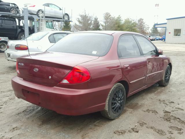 KNAFB121125135118 - 2002 KIA SPECTRA BA MAROON photo 4