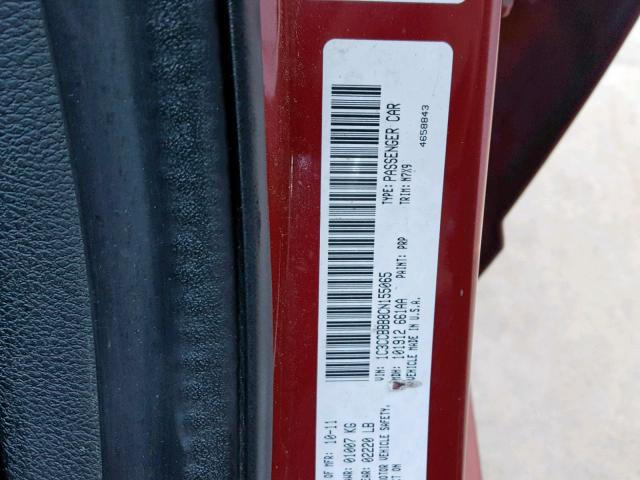 1C3CCBBB8CN155065 - 2012 CHRYSLER 200 TOURIN RED photo 10