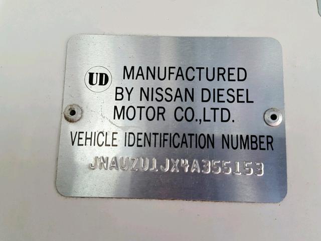 JNAUZU1JX4A355153 - 2004 NISSAN DIESEL UD1400 WHITE photo 10