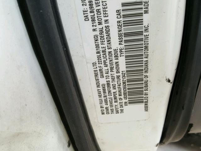 4S3BE635536213421 - 2003 SUBARU LEGACY L WHITE photo 10