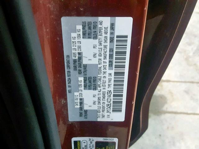 JM1CW2BL4C0144394 - 2012 MAZDA 5 RED photo 10